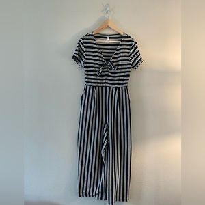 Black and White Striped Front Tie Jumpsuit Size Medium Xhilaration Target